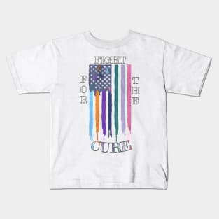 Cancer Awareness Ribbons Cure Support Gift Fight for the Cure Ribbon Shirt Distressed Flag Gifts Kids T-Shirt